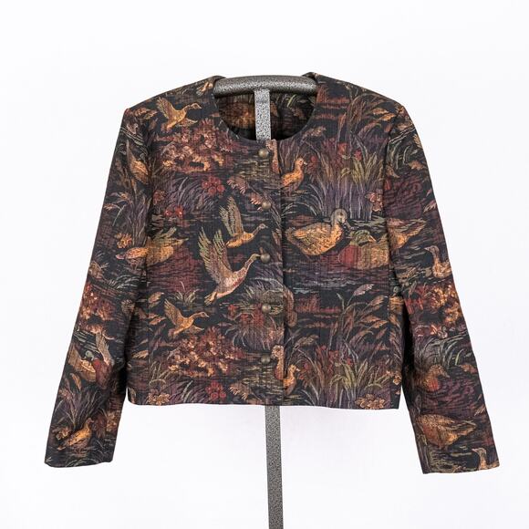 Vintage Lands End Women's Tapestry Jacket Duck Hunting Outdoor USA Made Size 16 - Picture 1 of 8